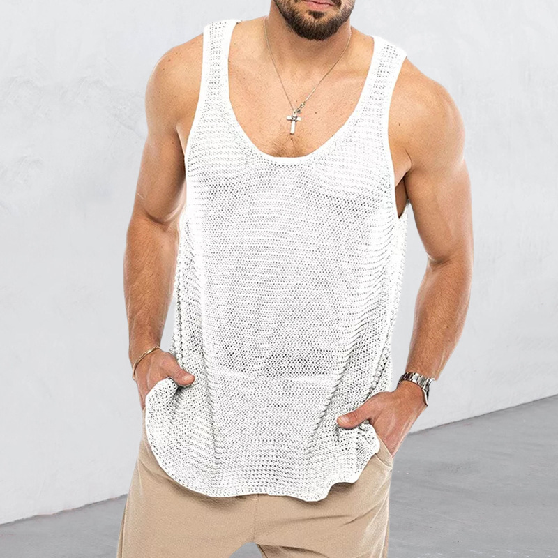 Title 4, New Mens Solid Color Loose Sleeveless Knitted ...