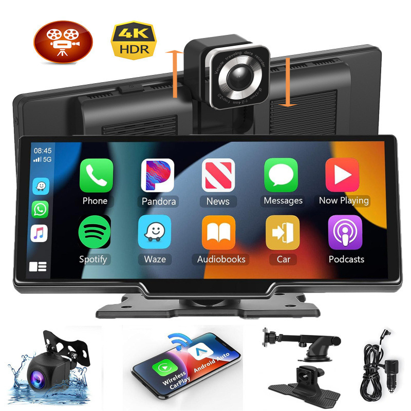 In-car Smart Screen With Wireless Front-and-rear Dual Dash Cameras