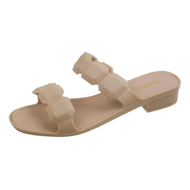 Fashionable Simple Square Toe Sandals For Women Apricot - Shop at LoveMi