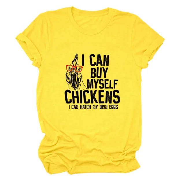 Printed Loose Short sleeved T shirt Yellow Black - Shop at LoveMi