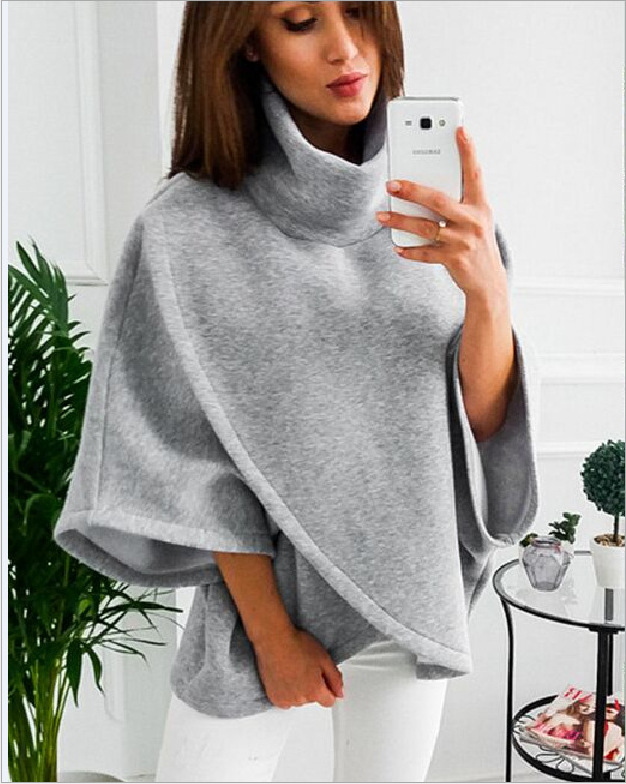 Title 7, Fleece Asymmetric Large Size High Collar Cloak