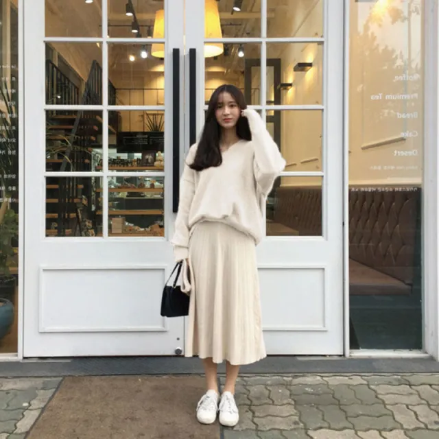 Loose And Lazy Style Solid Color Sweater Top White - Shop at LoveMi