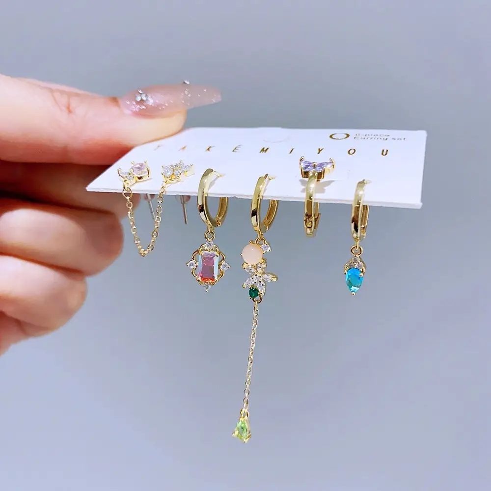 New Light Luxury Zircon Earrings Earring Set