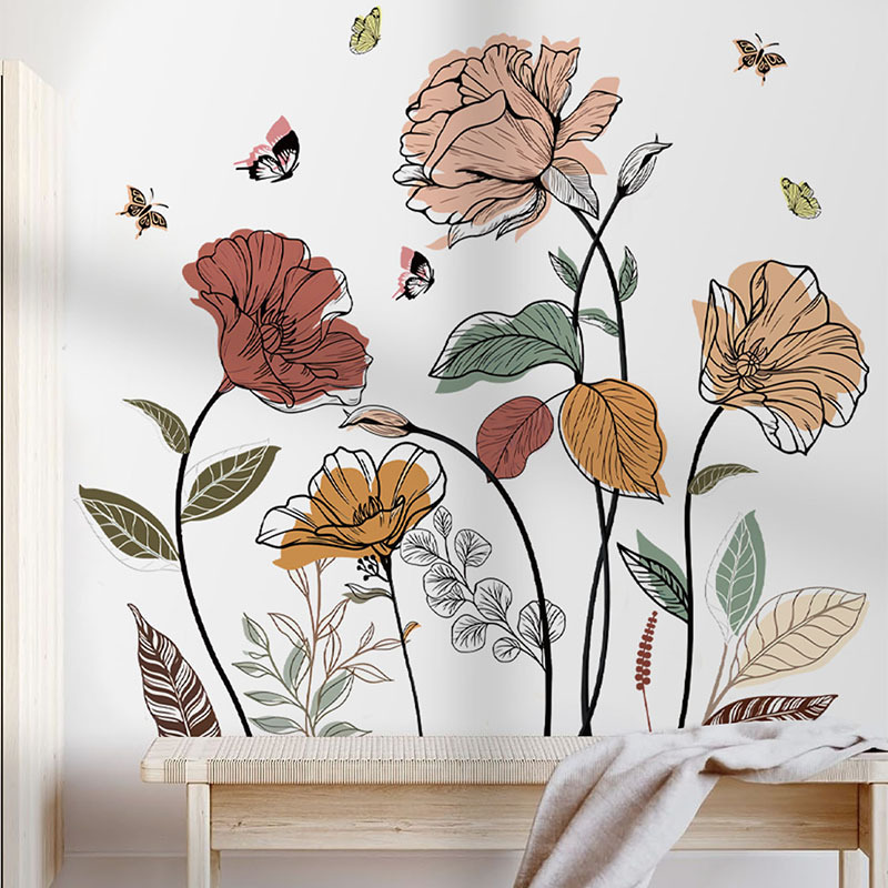 Title 3, Bohemian Flower Wall Sticker Wildflower Wall Ar...