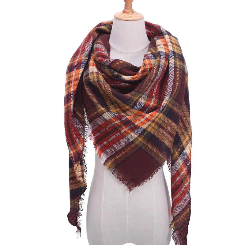 Autumn And Winter Artificial Cashmere Scarf High Density Triangular Binder Couple Plaid Scarf Warm Shawl - 34