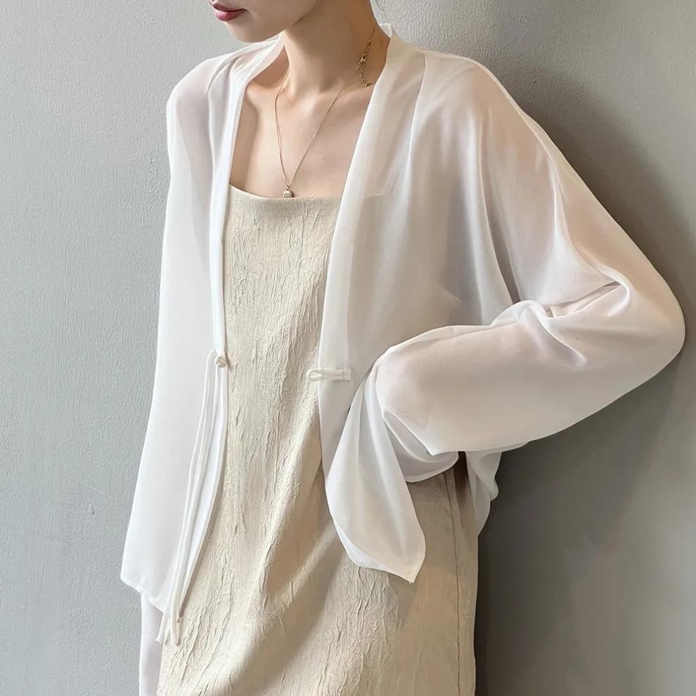 Chinese-style Sun-protective Solid-color Panel-button Flutter Sleeves