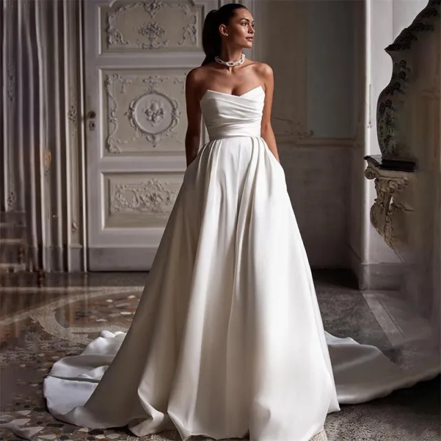 Four Seasons New Style White Satin Tube Top Simple Dress Ivory White - Shop at LoveMi