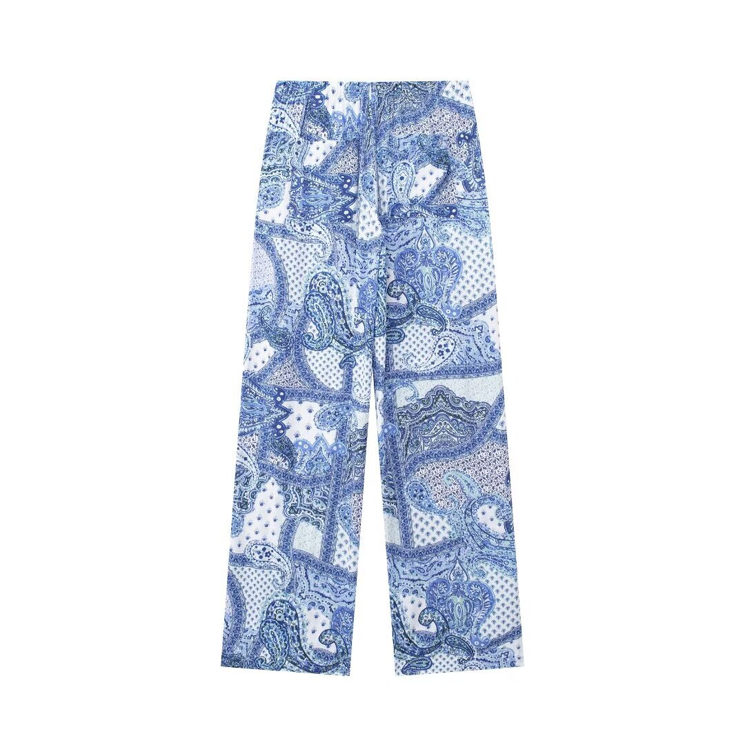 Women's Clothing Fashion Printed Shirt Casual Trousers