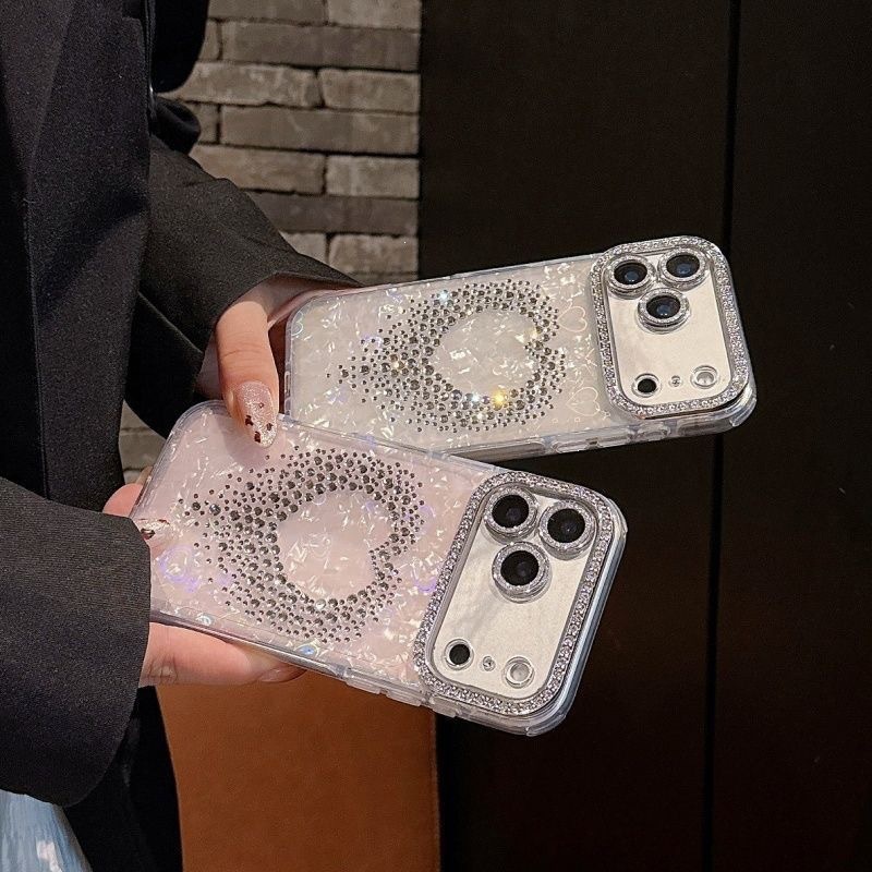 Rhinestone Dot-tipped Tassel Heart Phone Case 2