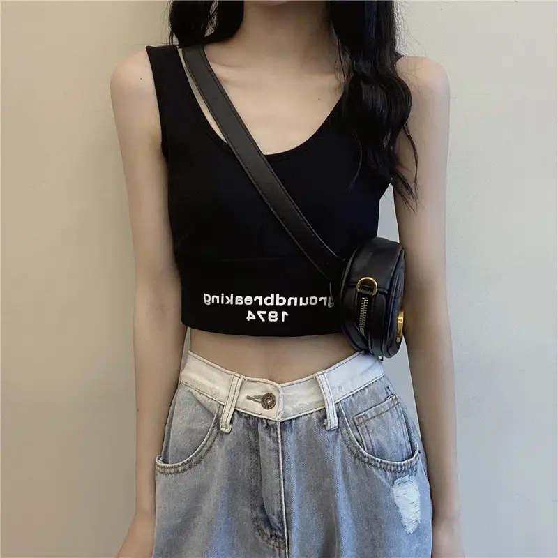 Two-Piece Set Crop-top Short Top Loose High Waist T-shirt Women