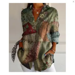 Women's 3D Digital Printing Fashion European And American Style Lapel Long Sleeve Shirt - Nccs01Sx1133-S - View 1