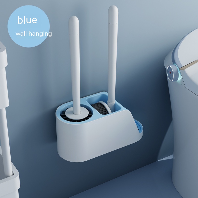 Toilet Brush No Dead Angle Household Punch free White And Blue 3 - Shop at LoveMi
