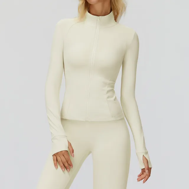 Autumn And Winter Stand Collar Coat Zipper Windproof All matching Cream Apricot - Shop at LoveMi