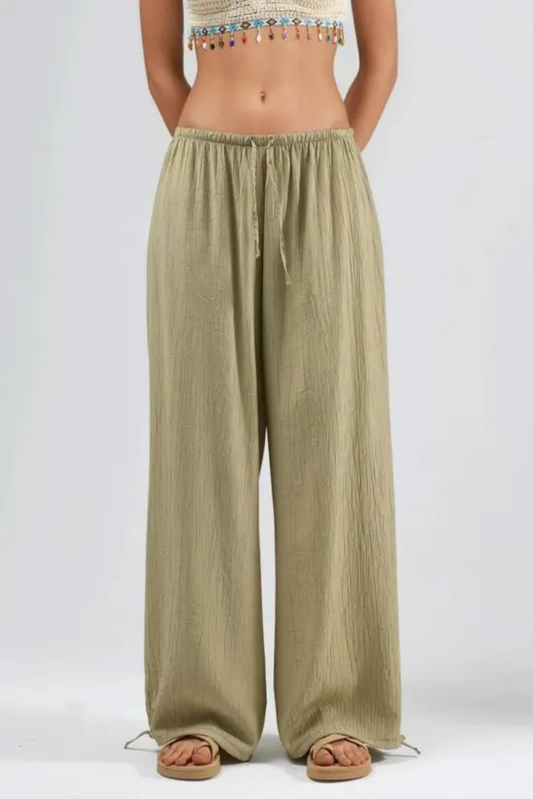 Thin Womens Casual Mid-rise Drawstring Elastic-waist Pants With A Draped Drape