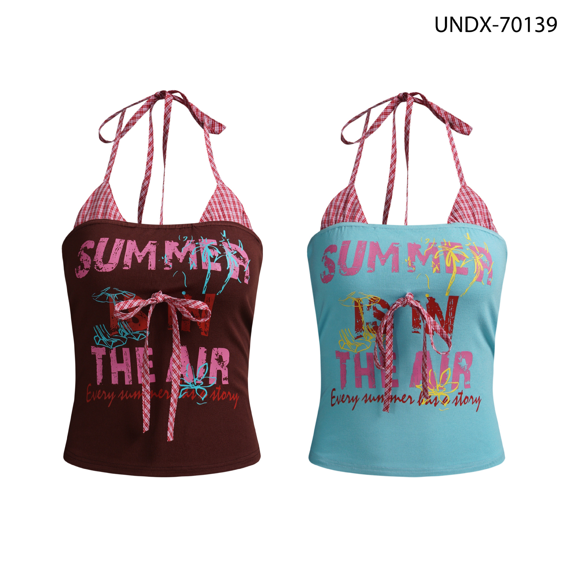 Maillard Letter Print Fake Two-piece Suspender Vest For Women