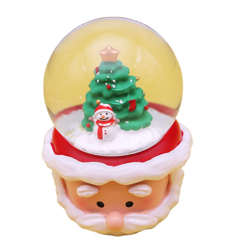 Cute cartoon santa claus trumpet snow globe ornament