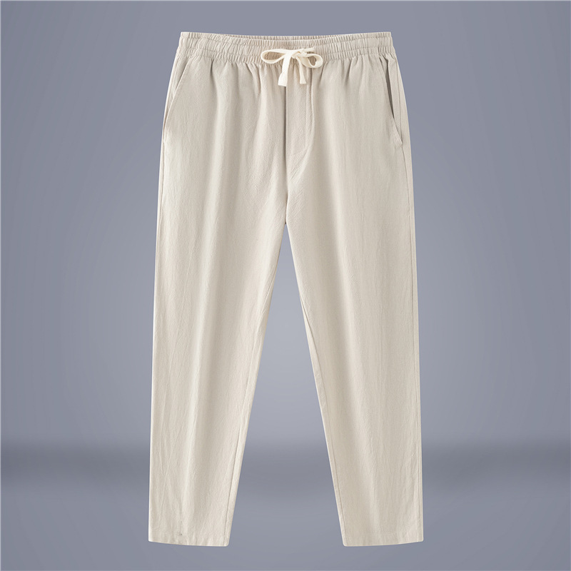 Men's Cotton-Linen Fashionable Casual Wide-Leg Pants 4