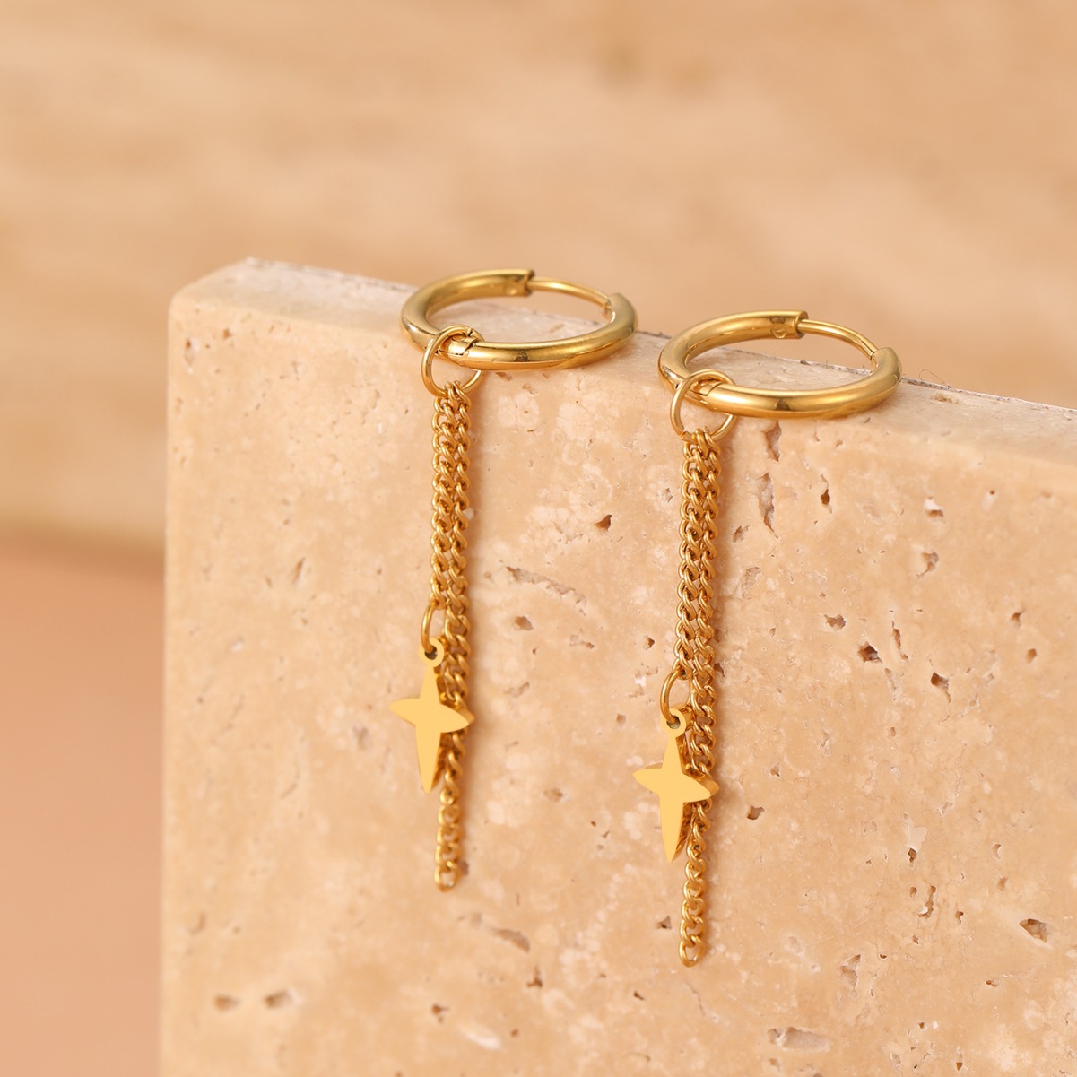 Cut-style Smooth-finish 18k Real Gold-plated Earrings - Image 2