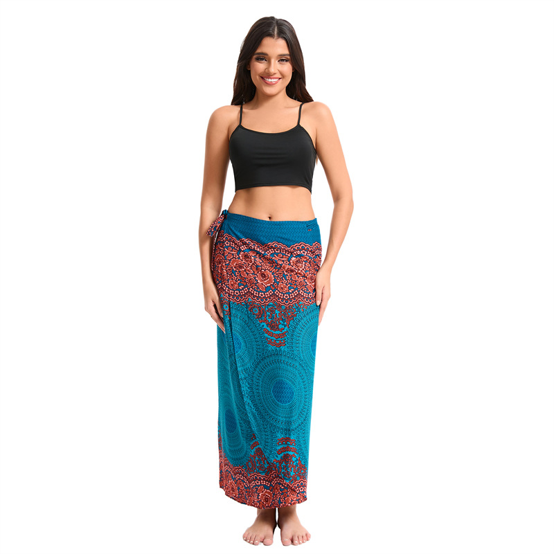Springsummer One-piece Casual Sarong Resort-style Floral Skirt