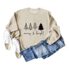 Printing Casual Women's Round Neck Loose Sweatshirt Shirt - Sand Black - View 1