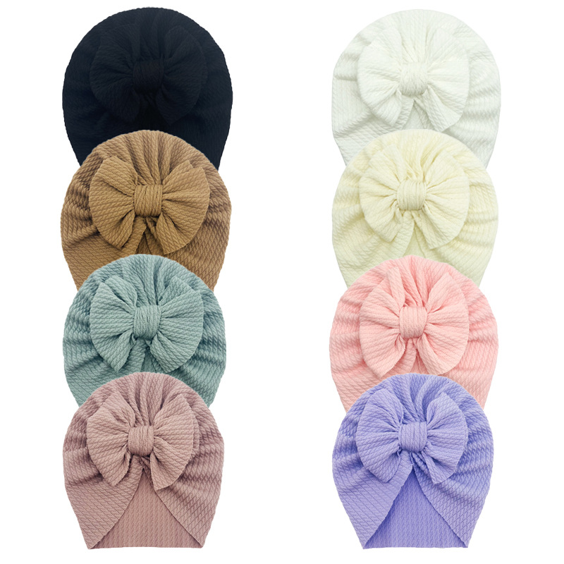 Title 7, New Sunken Stripe Double-layer Bow Baby Hat