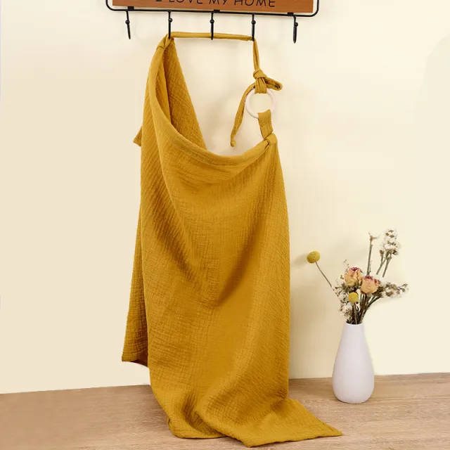 Double Layer Pure Cotton Baby Cover Blanket Breastfeed Outwear Towel Anti exposure Shawl Ginger 2 - Shop at LoveMi