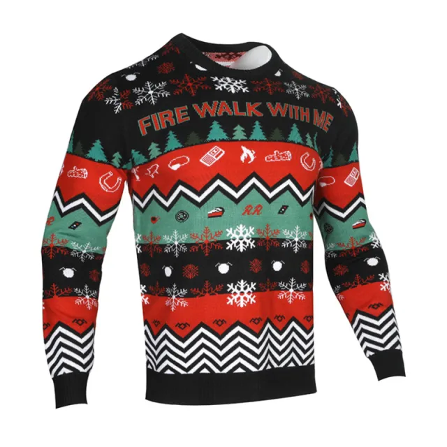 Men's Fashion Casual Long Sleeve Round Neck Christmas Sweater Black - Shop at LoveMi