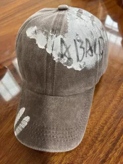 Korean Style Graffiti ABACD English Letters Retro Washed Baseball Cap Female Soft Top Trendy - Brown - View 1