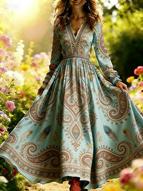 3D Oil Painting Floral Print Dress 10