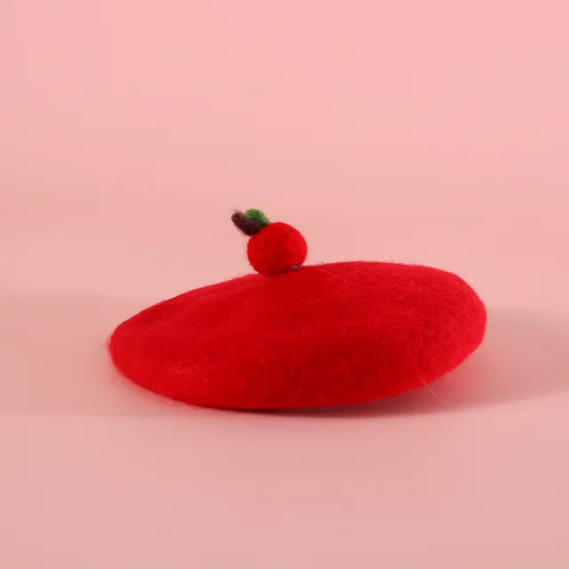 Pet Wool Cartoon Colored Bud Hat Apple Red Beret - Shop at LoveMi