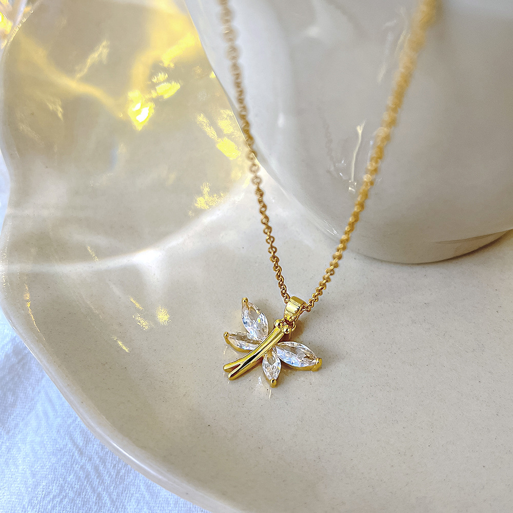 Gold Light Luxury Swallow Pendant Titanium Steel Micro Zircon-laid Necklace