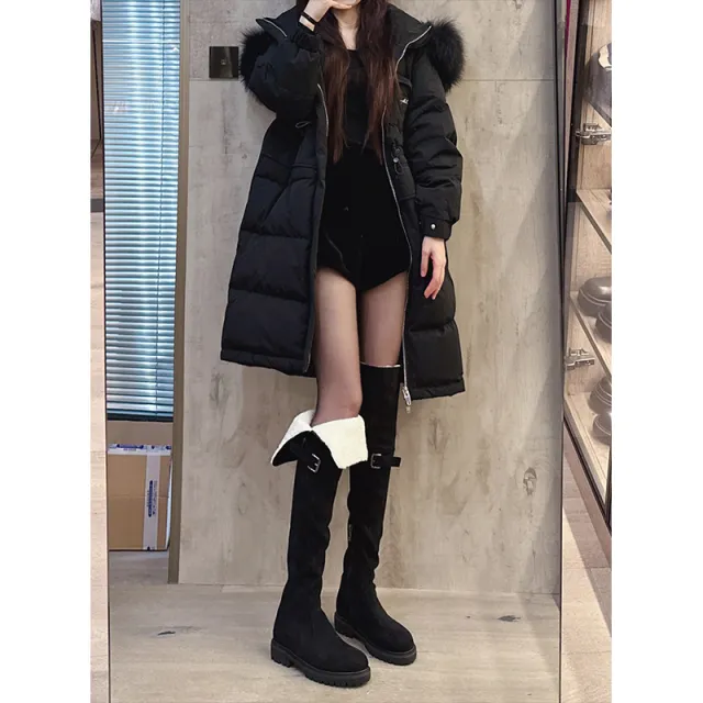 Fleece lined Warm Brown Flat Over The Knee Tall Knight Boots Black - Shop at LoveMi