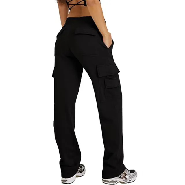 Multi pocket Cargo Pants Casual Loose Sports Fitness Wide Leg Pants Black - Shop at LoveMi
