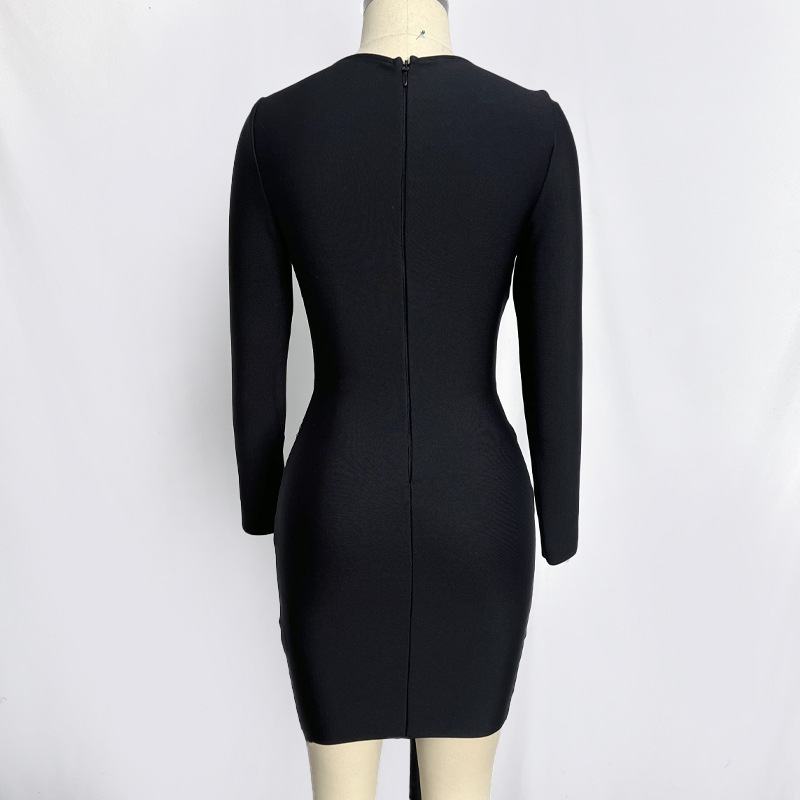 Hand-stitched Diamond Rose Bandage One-piece Dress