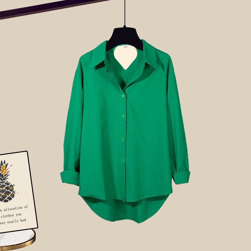 Plus Size Women's Summer Suit Denim Shorts Shirt Green - Shop at LoveMi