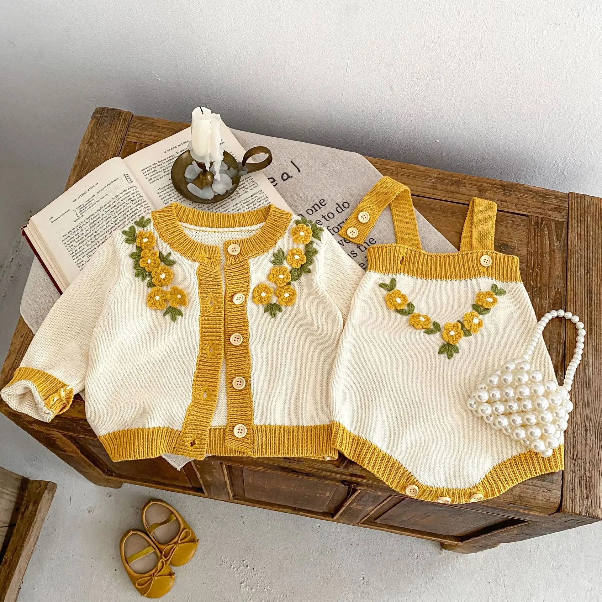 Baby Girls' Three-dimensional Crochet Knitted Coat