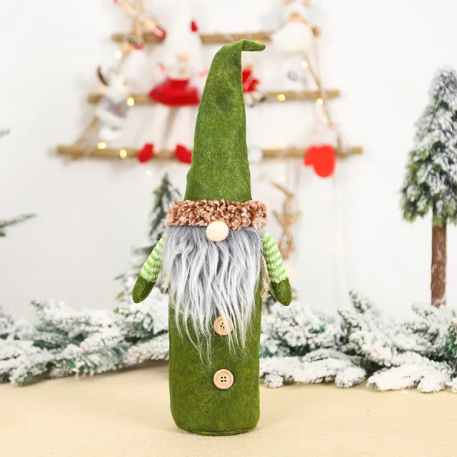 Christmas Decoration Faceless Old Man Wine Bottle Cover Green - Shop at LoveMi