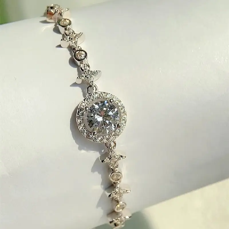 Round 1ct Moissanite Bracelet For Women