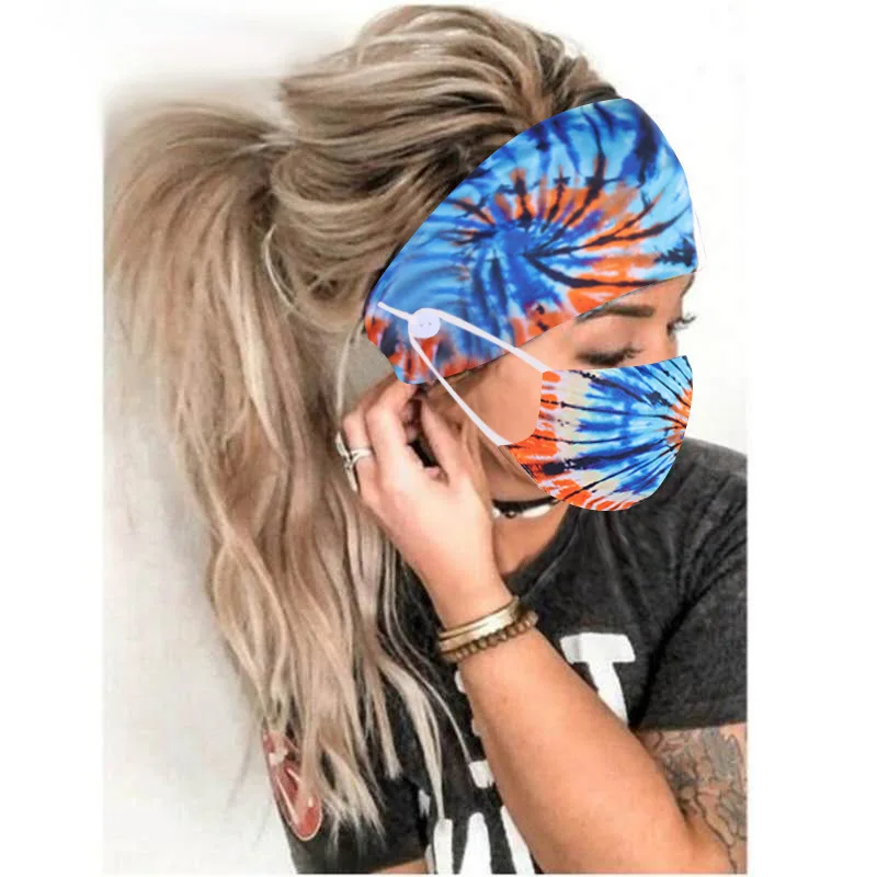 Title 5, Tie-dyed spiral cotton button anti-stroke hair ...