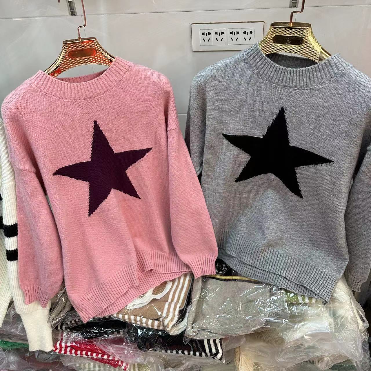 Title 7, Idle Style Five-pointed Star Crew Neck Pullover...