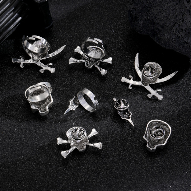 Halloween Skull Pirate Adjustable Opening Ring