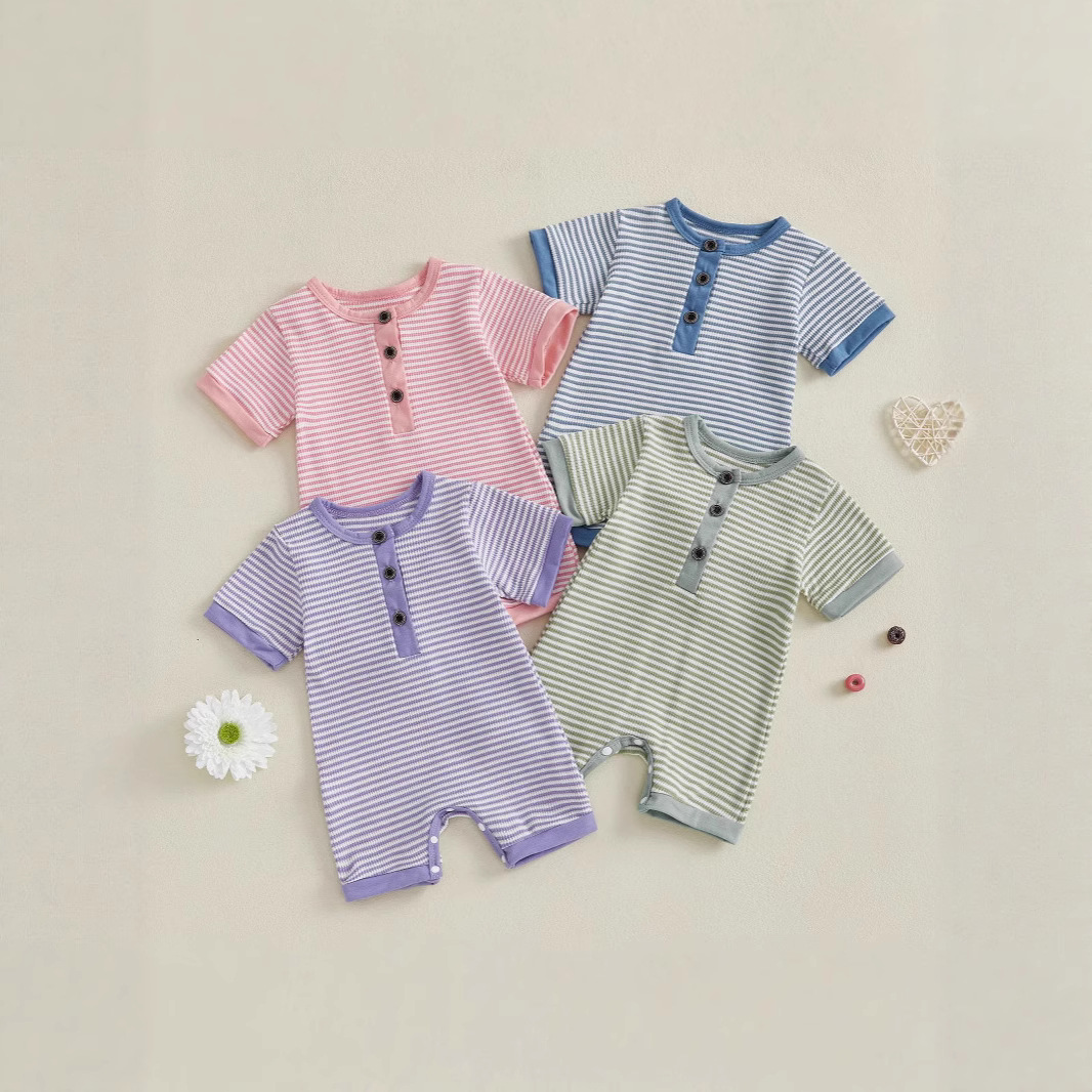 Pure Cotton Four-piece Set Short Crawl Stripe Style