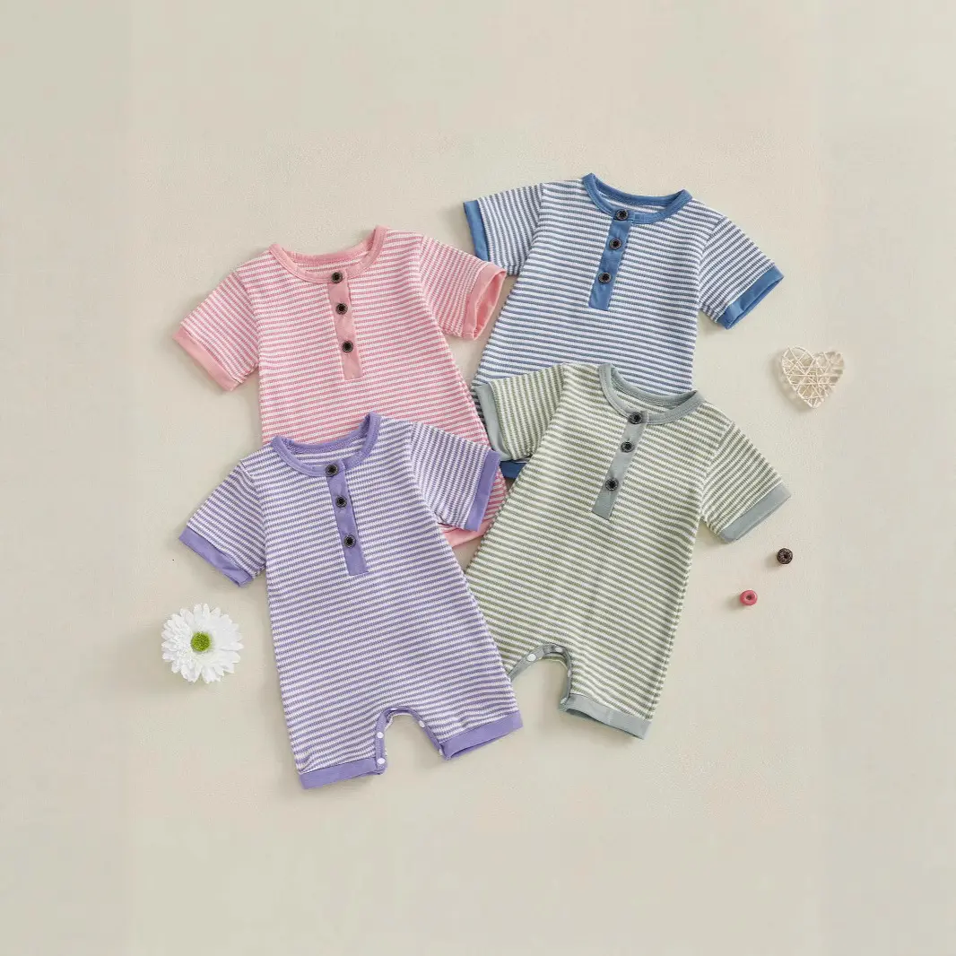 Pure Cotton Four-piece Set Short Crawl Stripe