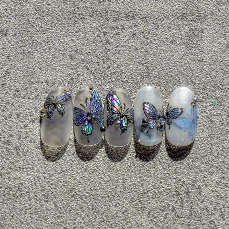 Colorful Butterfly Graceful Relief Laser 5d Three-dimensional Adhesive Waterproof Nail Sticker 5
