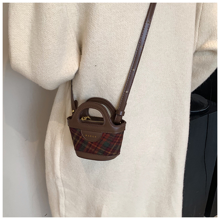 Korean-style Patchwork Fashion Plaid Niche Mini Tote Crossbody Bag
