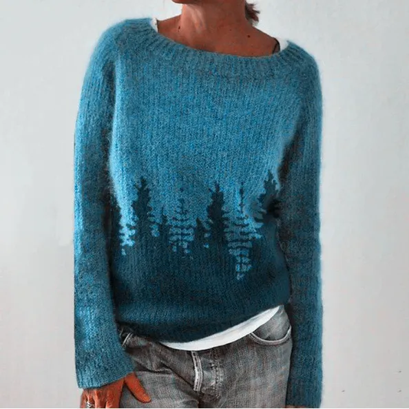 Women's Round neck Loose Multicolor Fashion Pullover Sweater Casual Women's Clothing Fashion Knit Top Outerwear Peacock Blue - Shop at LoveMi