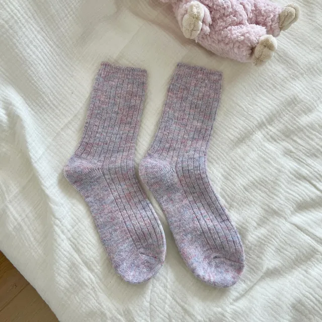Anti pilling Wool Socks For Women Autumn And Winter Mid calf Socks Thickened Purple - Shop at LoveMi