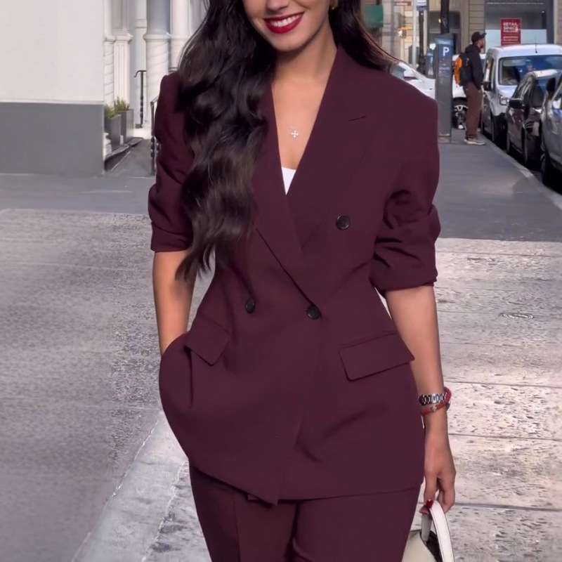 Womens Stylish V-Neck Blazer Suit