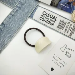 South Korea Fall And Winter Creative Niche Alloy Geometric Semi-arc Resin Hair Ring - Pj000802 Beige - View 1