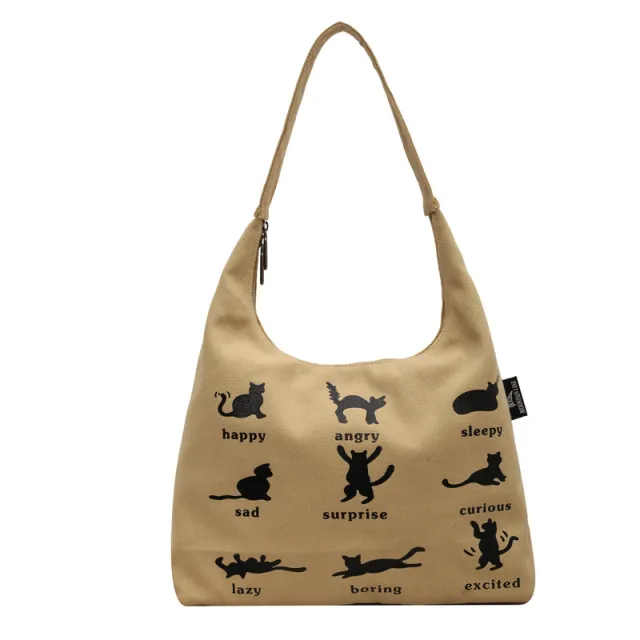 Canvas Bag Women's One shoulder Summer Small Japanese Korean Idle Style Original Handbags Large Capacity Khaki - Shop at LoveMi